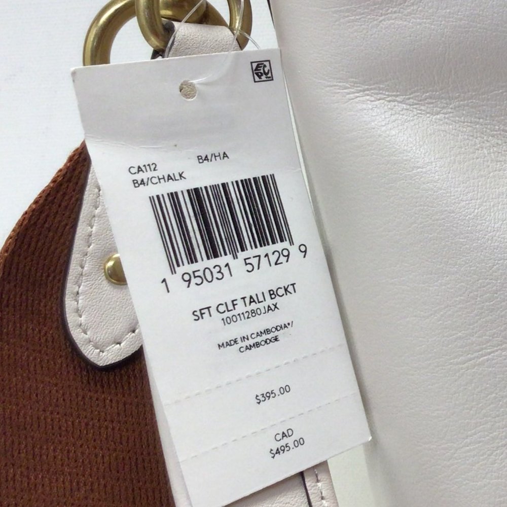 NWT Coach Tali Leather bucket/shoulder bag Color: Chalk (White) - Picture 2 of 11